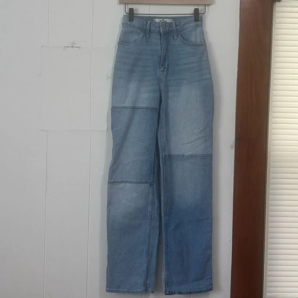 Hollister Curvy Ultra High Riser Dad Jean Light Wash Size‎ 0